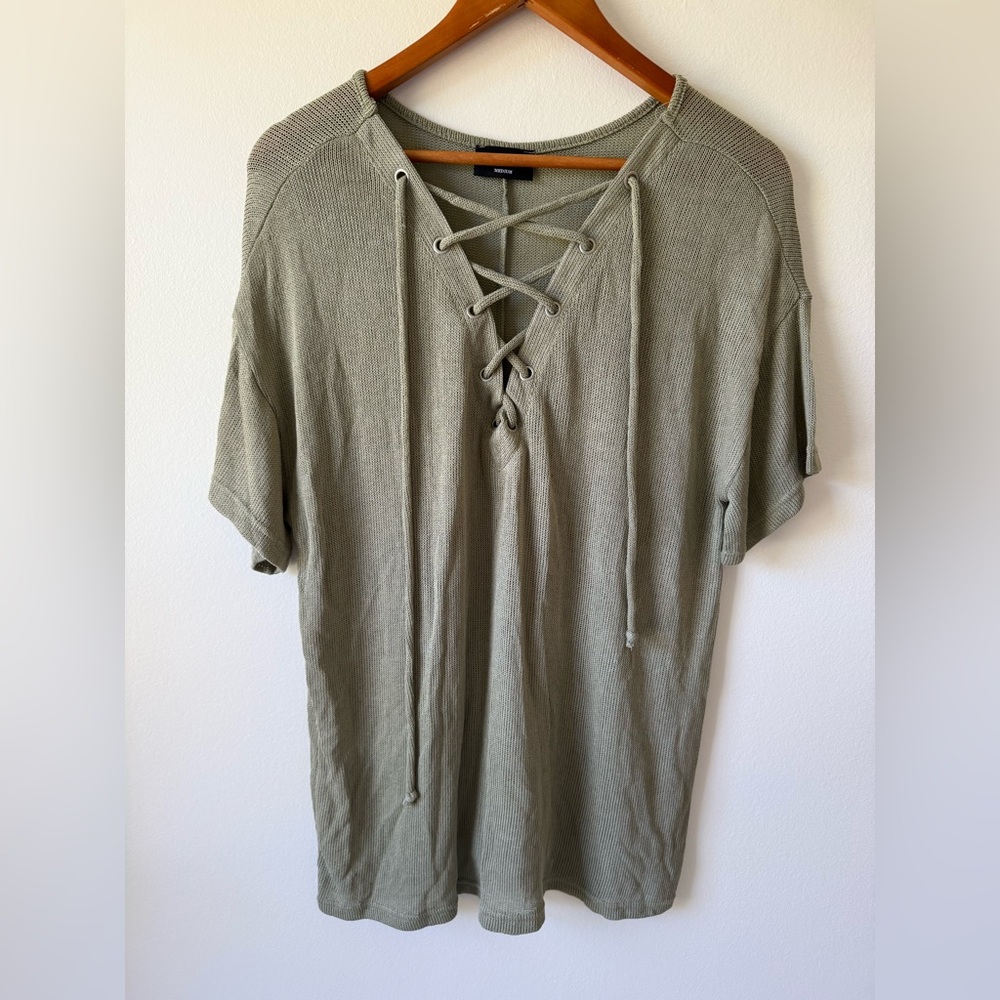 Oversized Olive Lace-Up Shirt